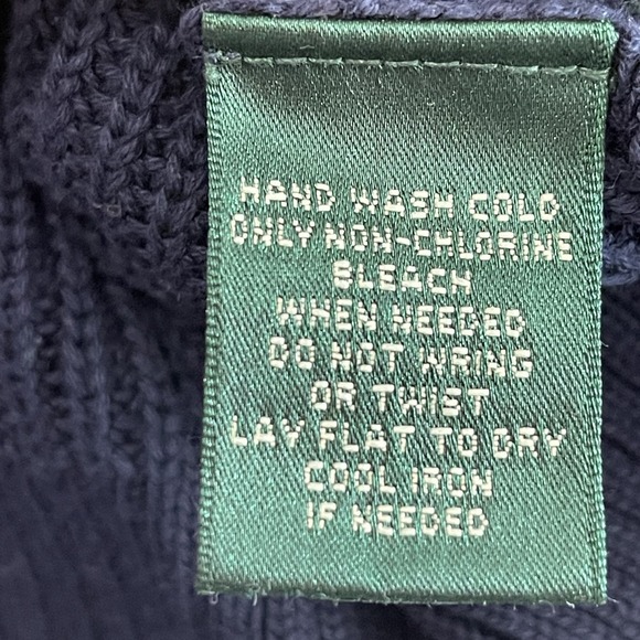 Lauren Ralph Lauren Active Sweater Womens MEDIUM Yellow Navy Cotton Knit 1/4 Zip - Picture 6 of 7